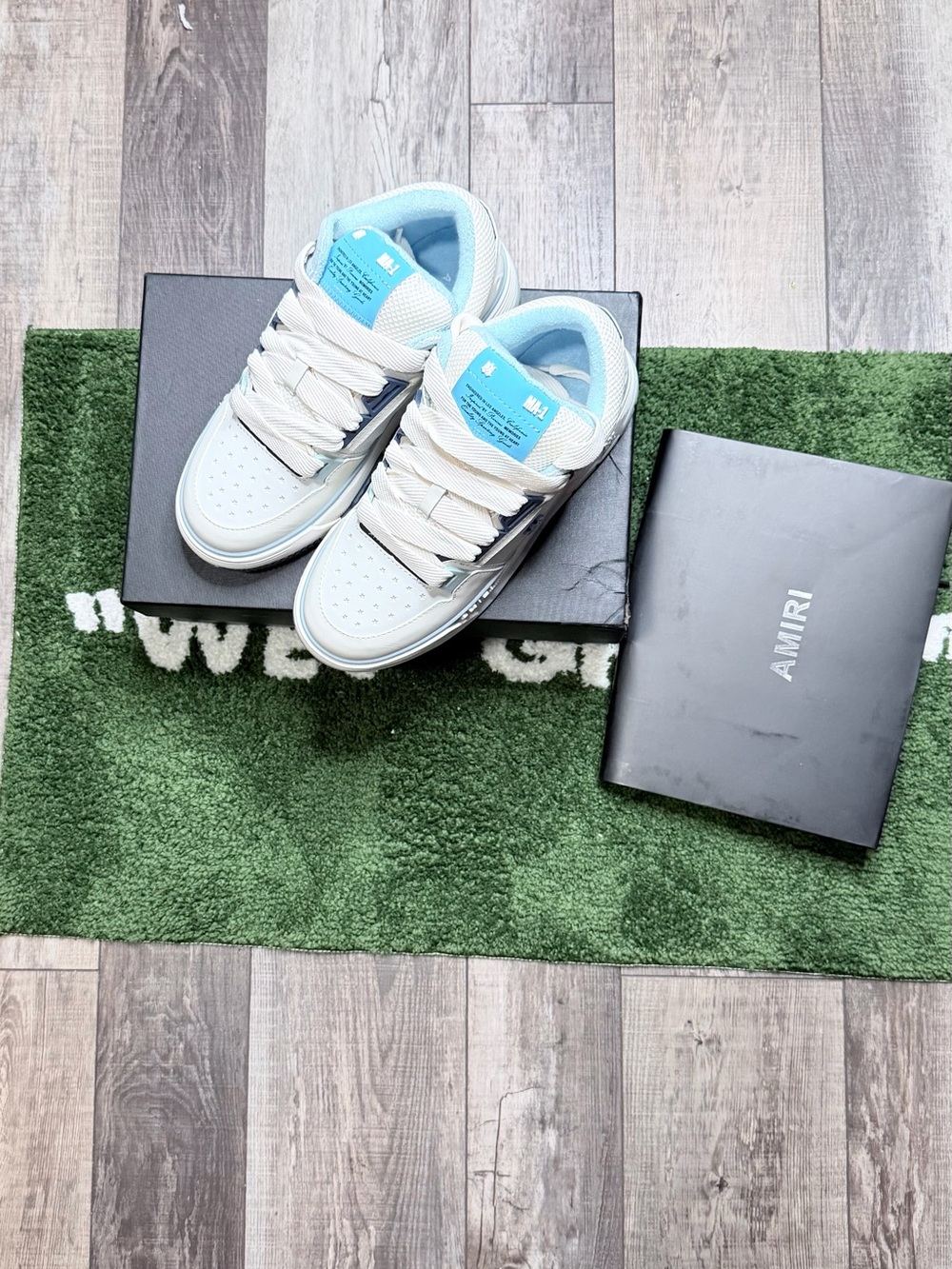 AMIRI Low-Top Sneakers in Light Blue and White Accents